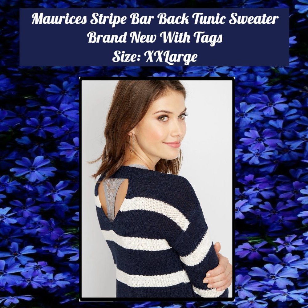 Maurices Stripe Bar Back Tunic Sweater XXL